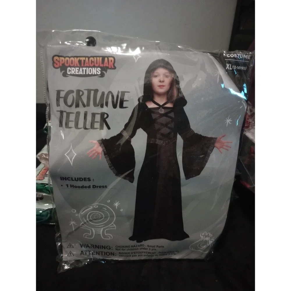 Spooktacular Creations Fortune Teller Costume Girls XL 12-14 Hooded Dress New